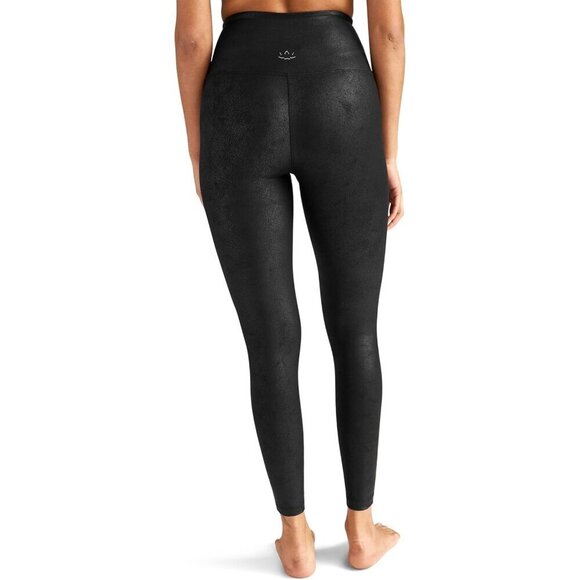 Beyond Yoga Leatherette High Waisted Midi Leggings in Black Leatherette Foil Sm - Picture 11 of 13